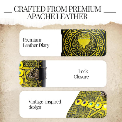 Star 7 Stone Leather Journal With Brass Lock