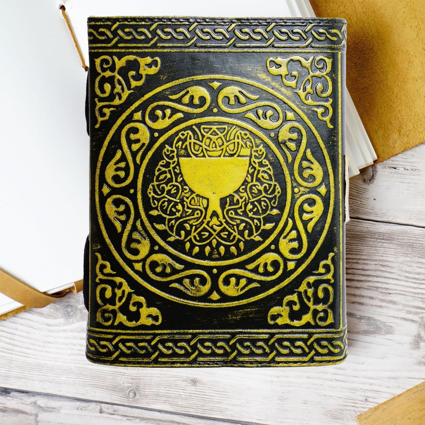 Star 7 Stone Leather Journal With Brass Lock