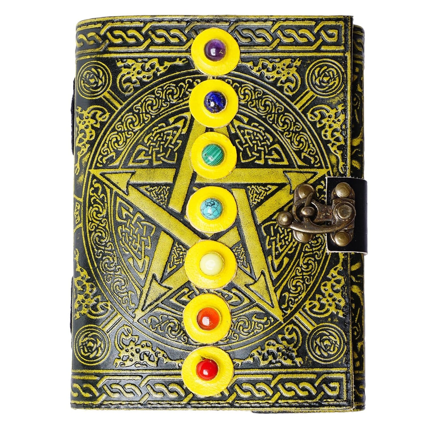 Star 7 Stone Leather Journal With Brass Lock