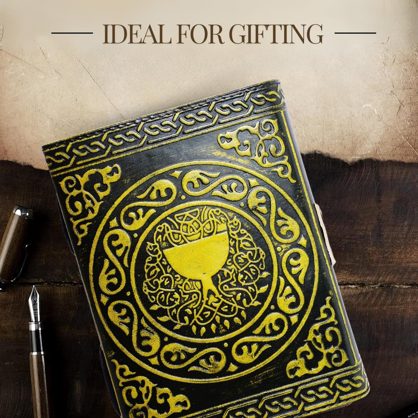 Star 7 Stone Leather Journal With Brass Lock