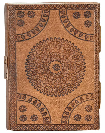 Saddle Stitched Antique Leather Journals With Stone