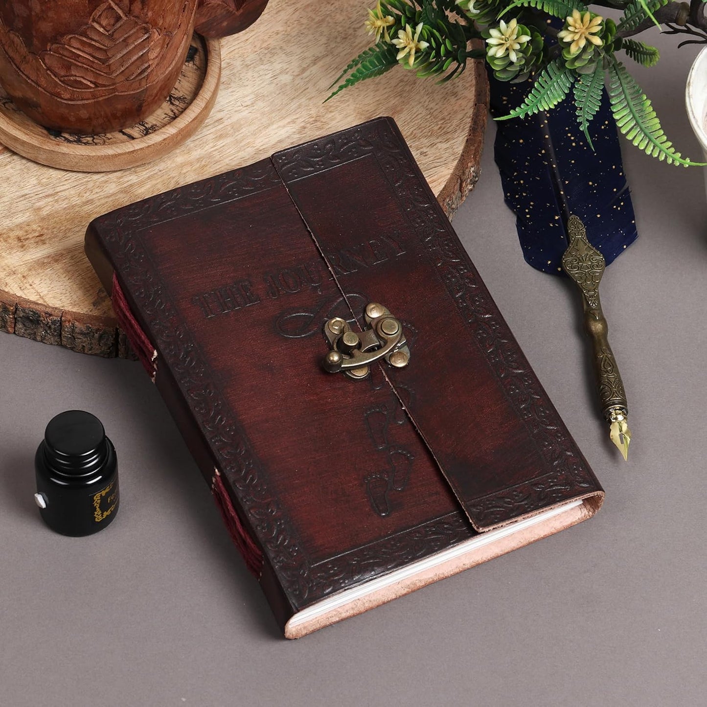 The Journey Embossed Leather Journal