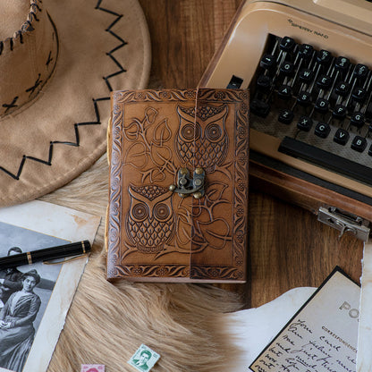 Owl Embossed Leather Journal
