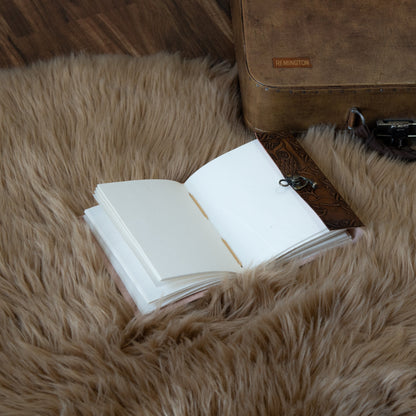 Embossed Owl Leather Journal With Brass Lock