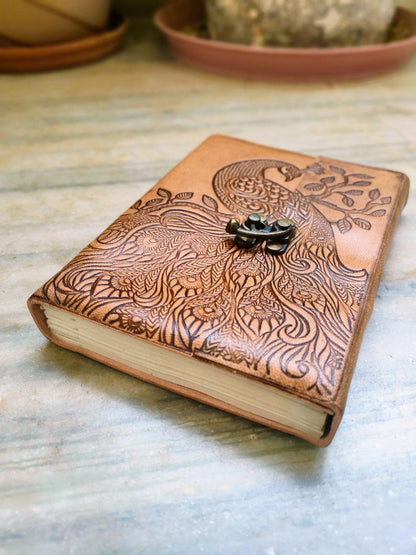 Peacock Embossed Leather Journal