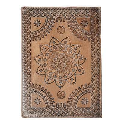 Embossed Owl Leather Journal With Brass Lock