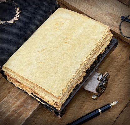 Chakra Lapis Lazuli Stone Leather Journal With Brass Lock