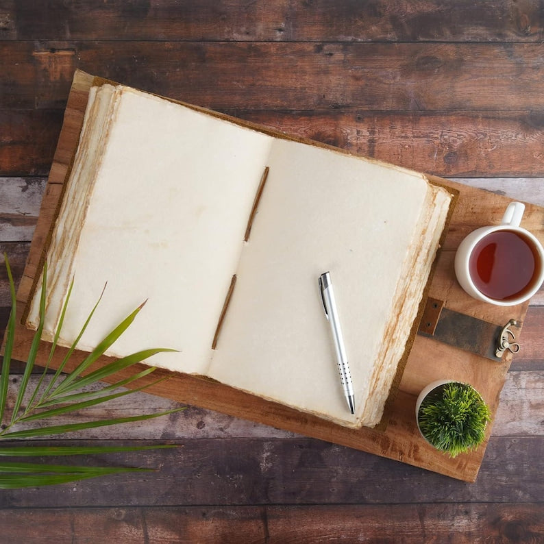 Handmade Vintage Key Decal Paper Leather Journal
