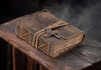 Handmade Vintage Key Decal Paper Leather Journal