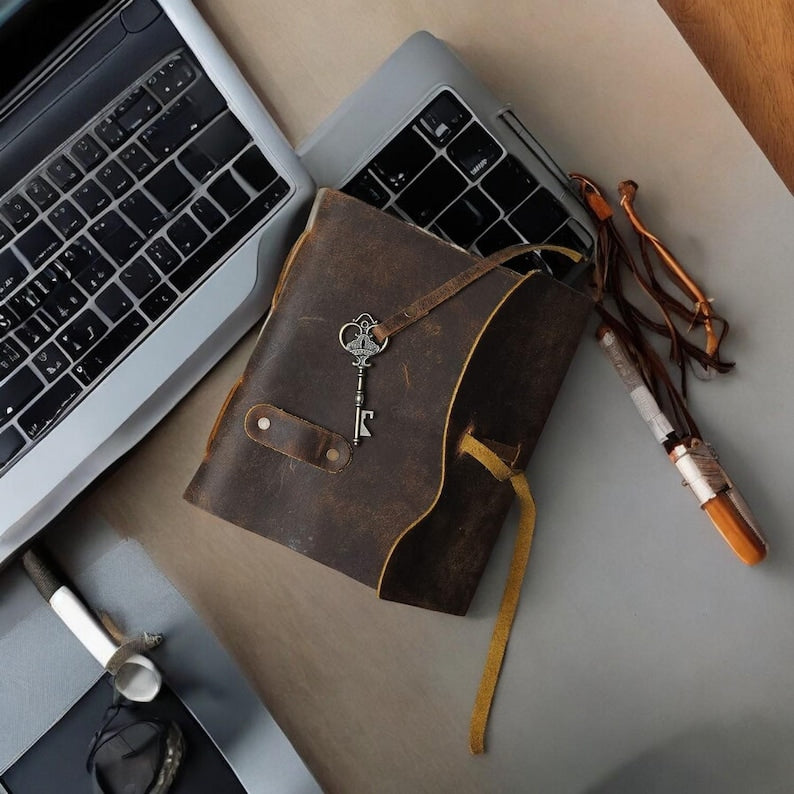 Handmade Vintage Key Decal Paper Leather Journal
