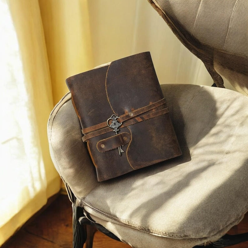 Handmade Vintage Key Decal Paper Leather Journal