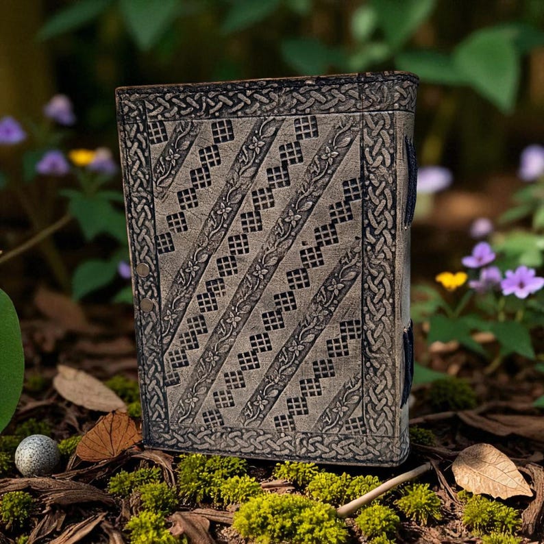 Double Dragon Leather Journal with Gemstone