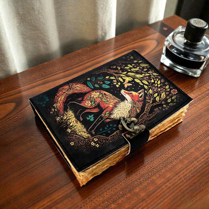 Fox Uv Print Leather Journal With Brass Lock
