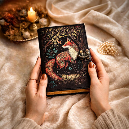 Fox Uv Print Leather Journal With Brass Lock