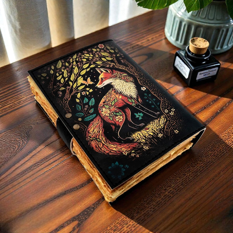 Fox Uv Print Leather Journal With Brass Lock
