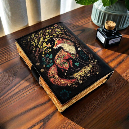 Fox Uv Print Leather Journal With Brass Lock