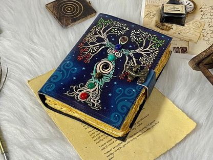 Mother of Earth Stone Leather Journal With Brass Lock