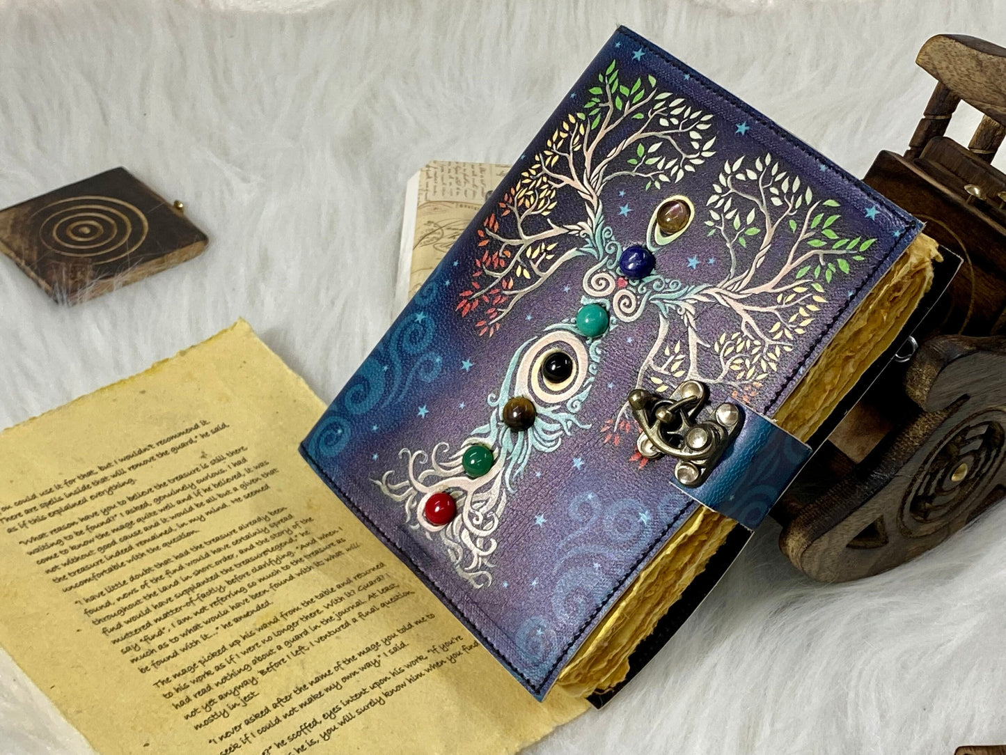 Mother of Earth Stone Leather Journal With Brass Lock