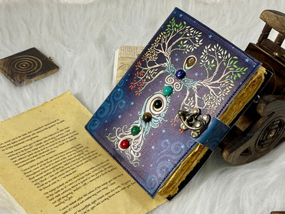 Mother of Earth Stone Leather Journal With Brass Lock