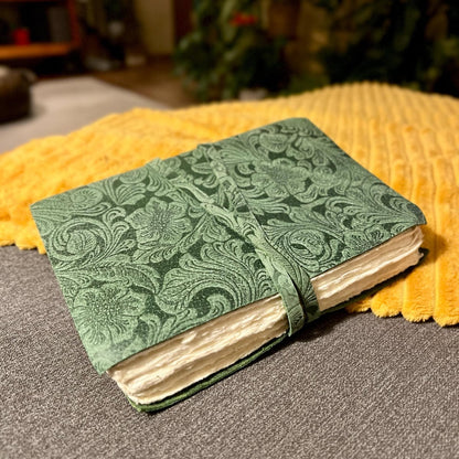 Vintage Deckle Embossed Leather Journal