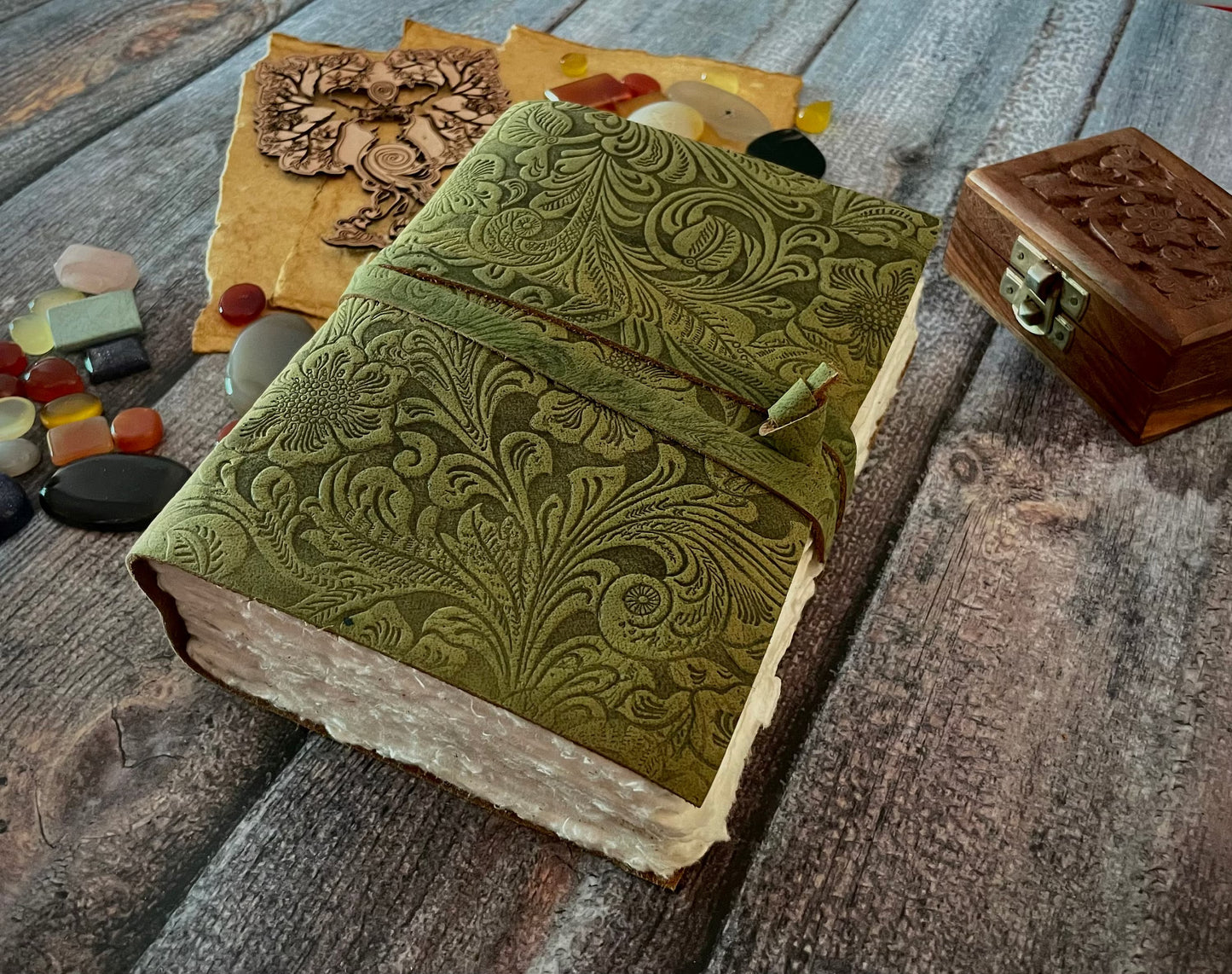 Vintage Deckle Embossed Leather Journal