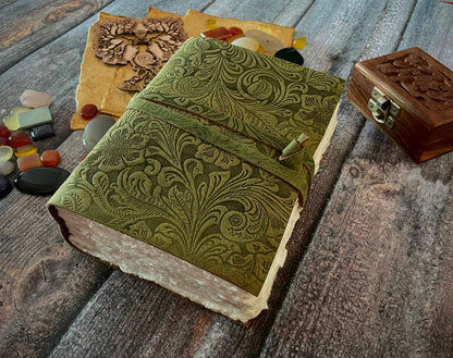 Vintage Deckle Embossed Leather Journal