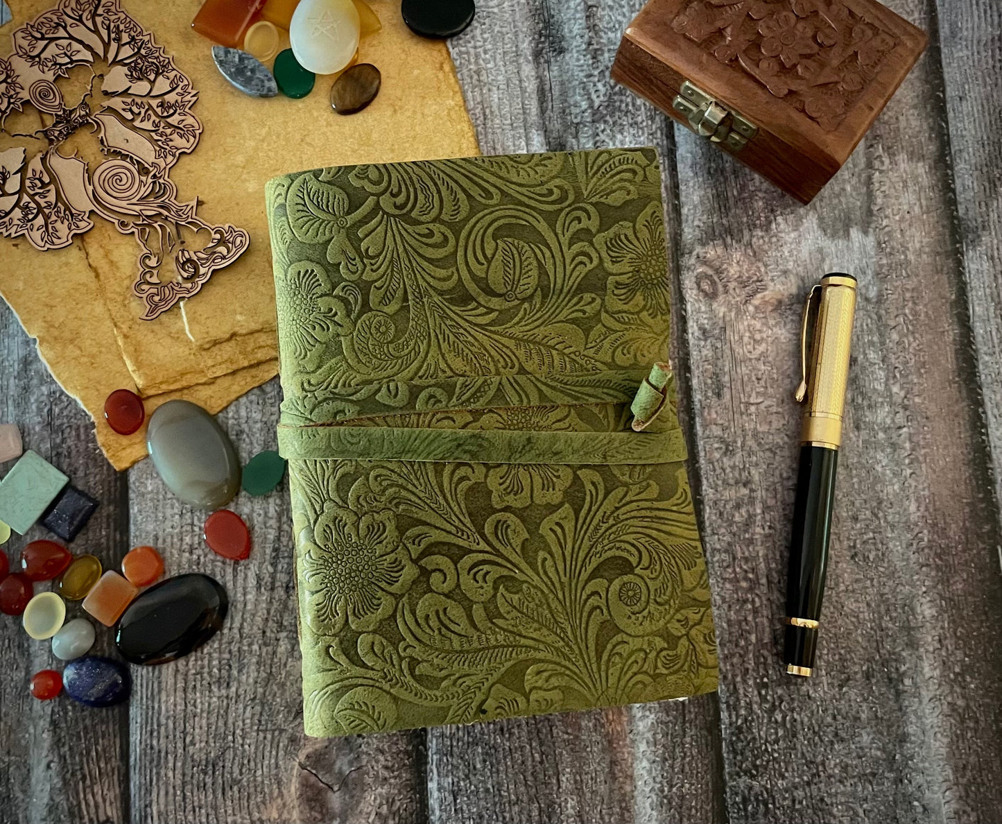 Vintage Deckle Embossed Leather Journal