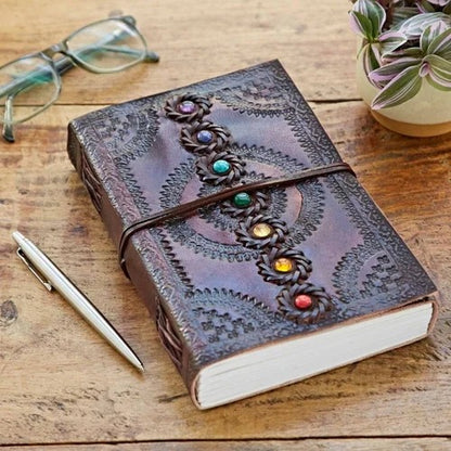 7 stone Indra Chakra Embossed Leather Journal