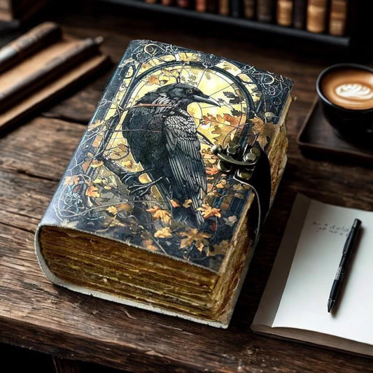 Midnight Raven Handcrafted Leather Journal with Brass Lock – A Perfect Gift for Writers
