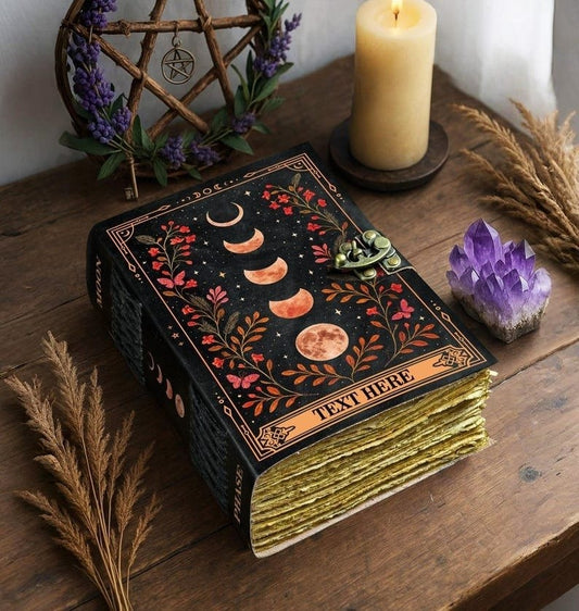 Moon Phase Leather Journal with Brass Lock