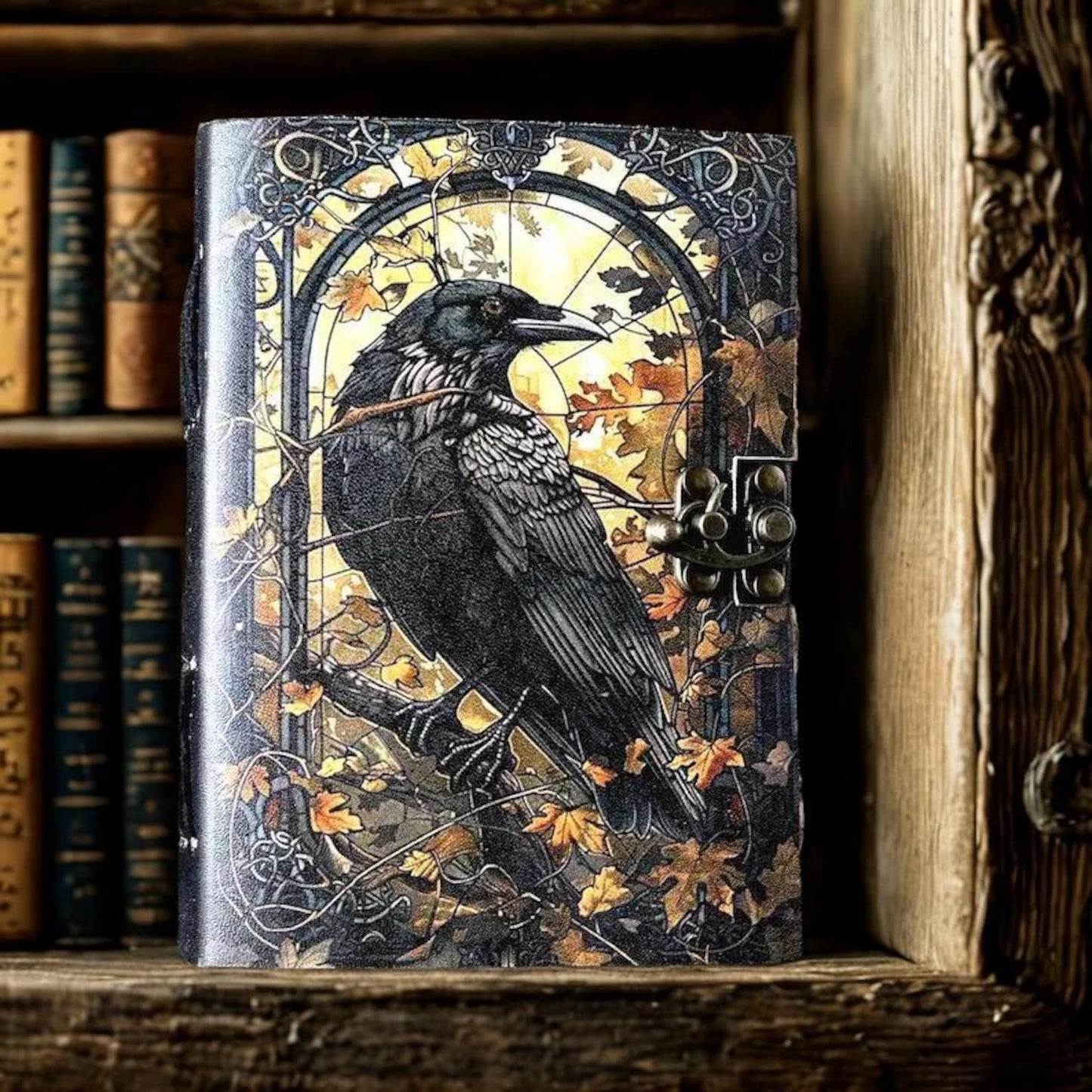 Midnight Raven Handcrafted Leather Journal with Brass Lock – A Perfect Gift for Writers