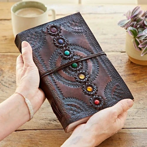 7 stone Indra Chakra Embossed Leather Journal