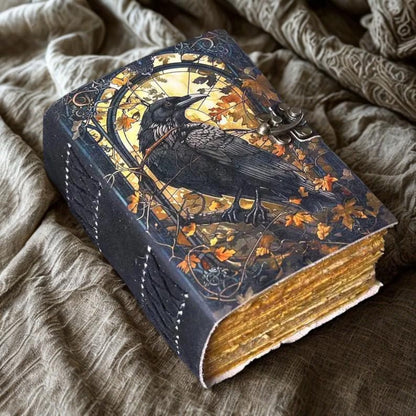 Midnight Raven Handcrafted Leather Journal with Brass Lock – A Perfect Gift for Writers