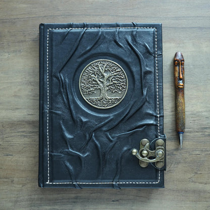 Unique Tree of Life brass Leather Journal With Brass Lock