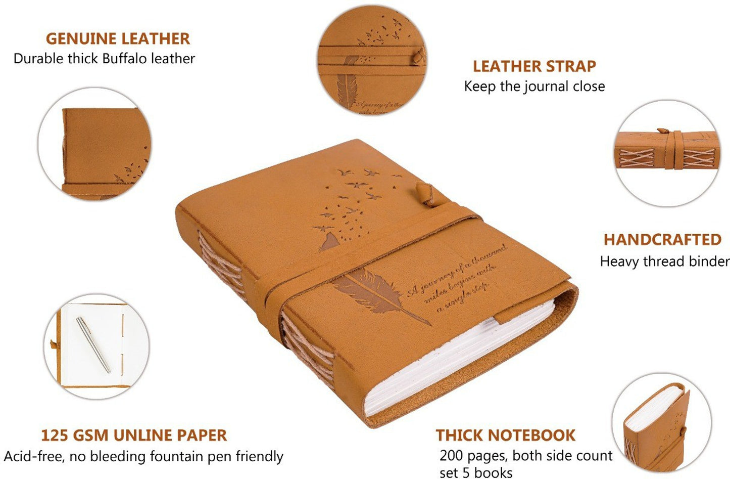 Leaf Embossed Leather Journal