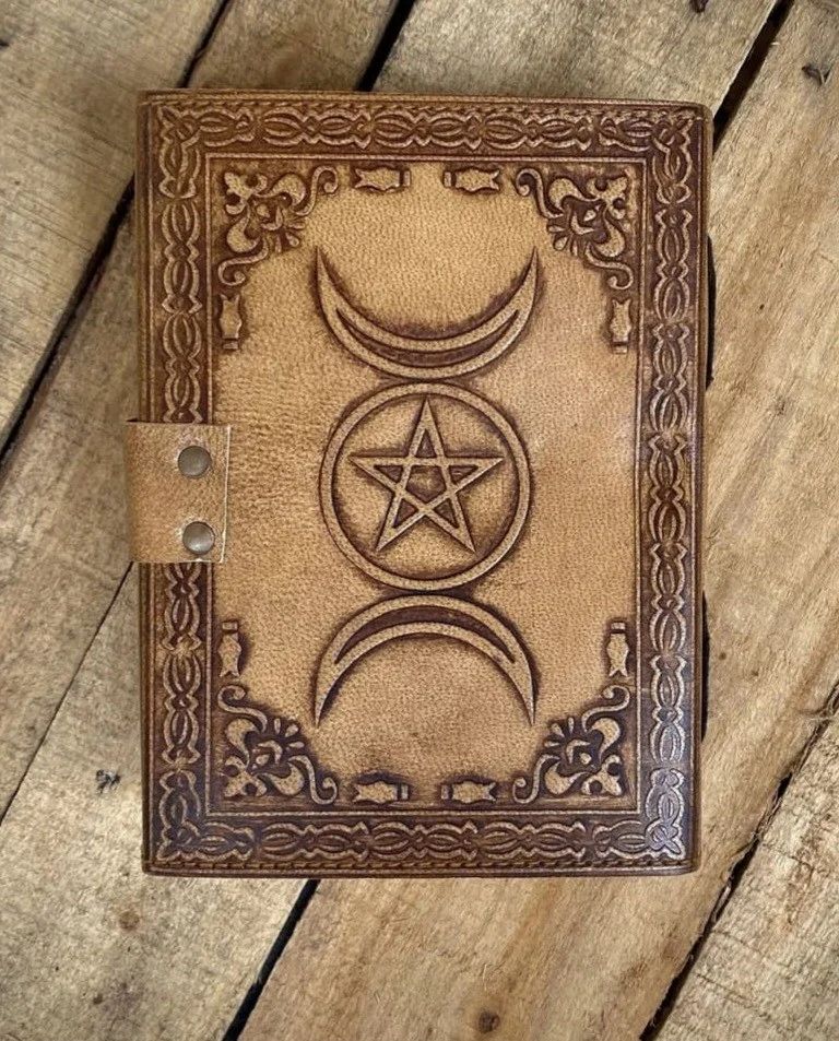 Triple Moon Leather Journal With Brass Lock